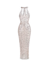 Sequined Backless Halter Maxi