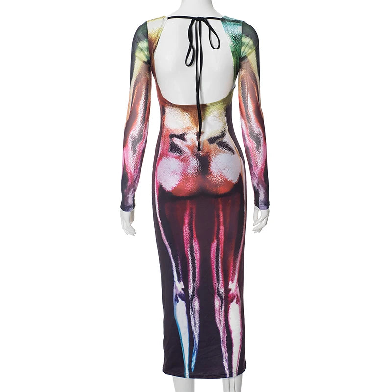 3D Multicolor Body Printed Dress