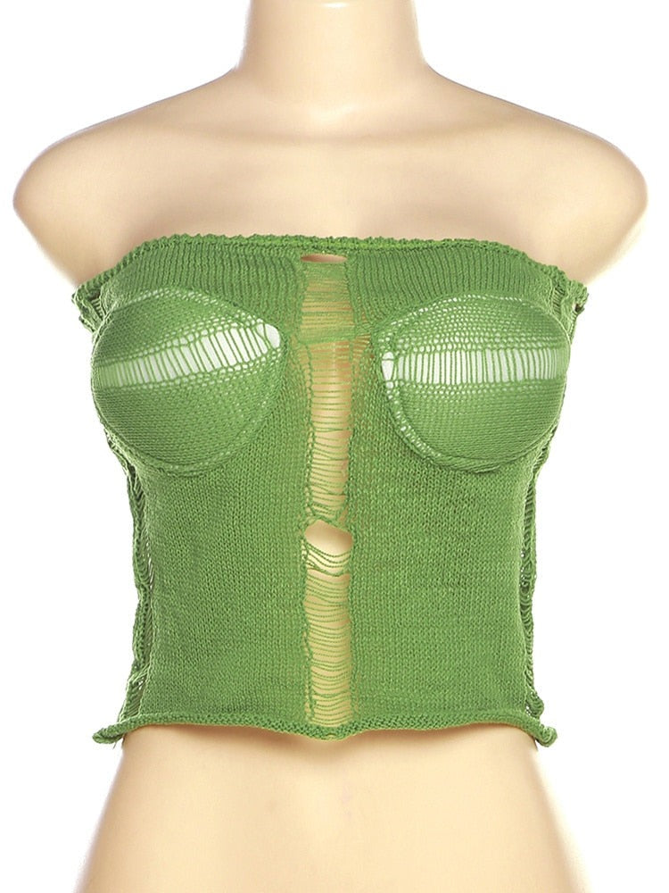 Lime Knit Tube Top