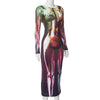 3D Multicolor Body Printed Dress